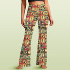 Retro Life High Waist Crossover Tummy Control Flare Leggings 5XL High Waist Flare Leggings Printed Offshore Retro