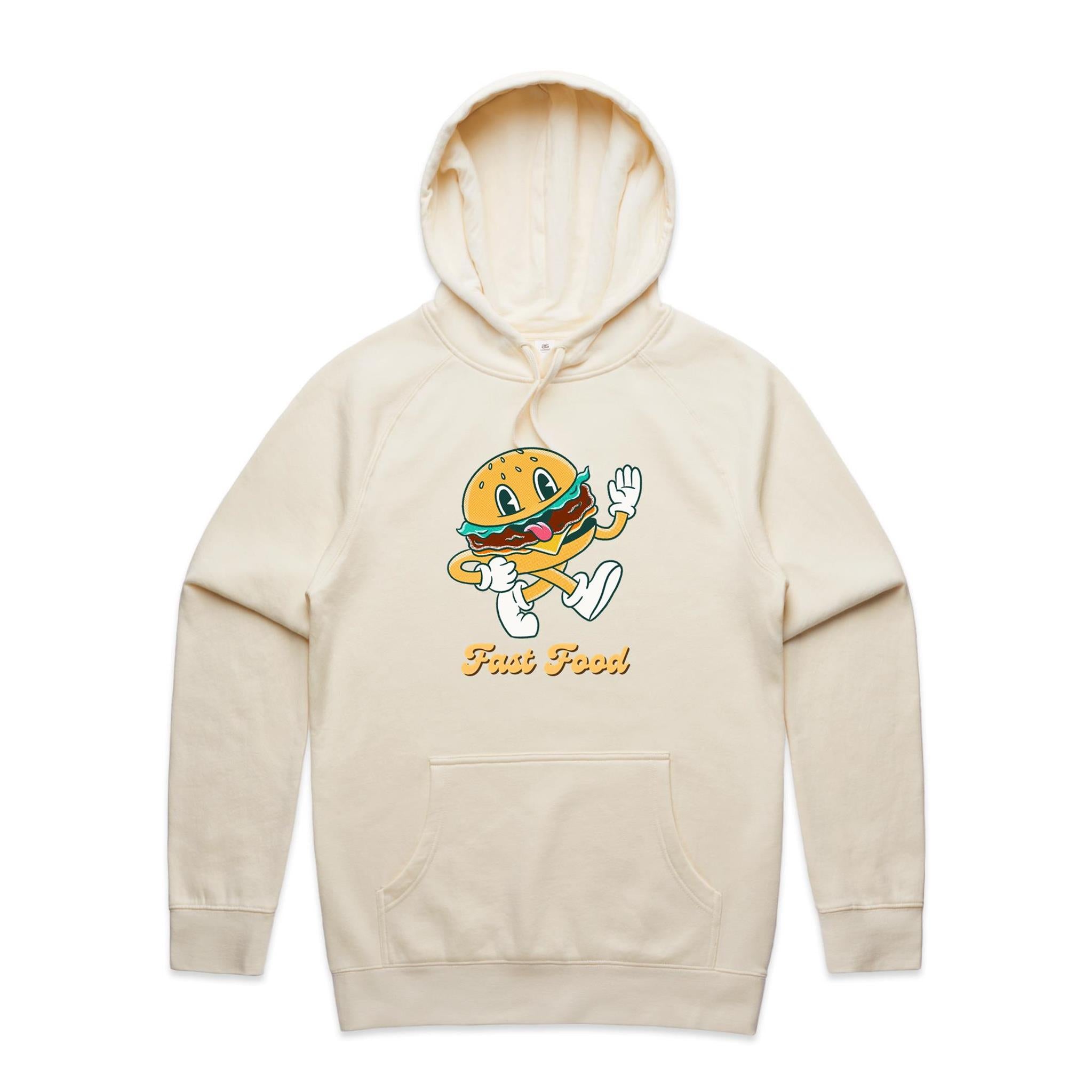 Fast Food - Mens Hoodie Ecru Mens Hoodie Food Printed In Australia