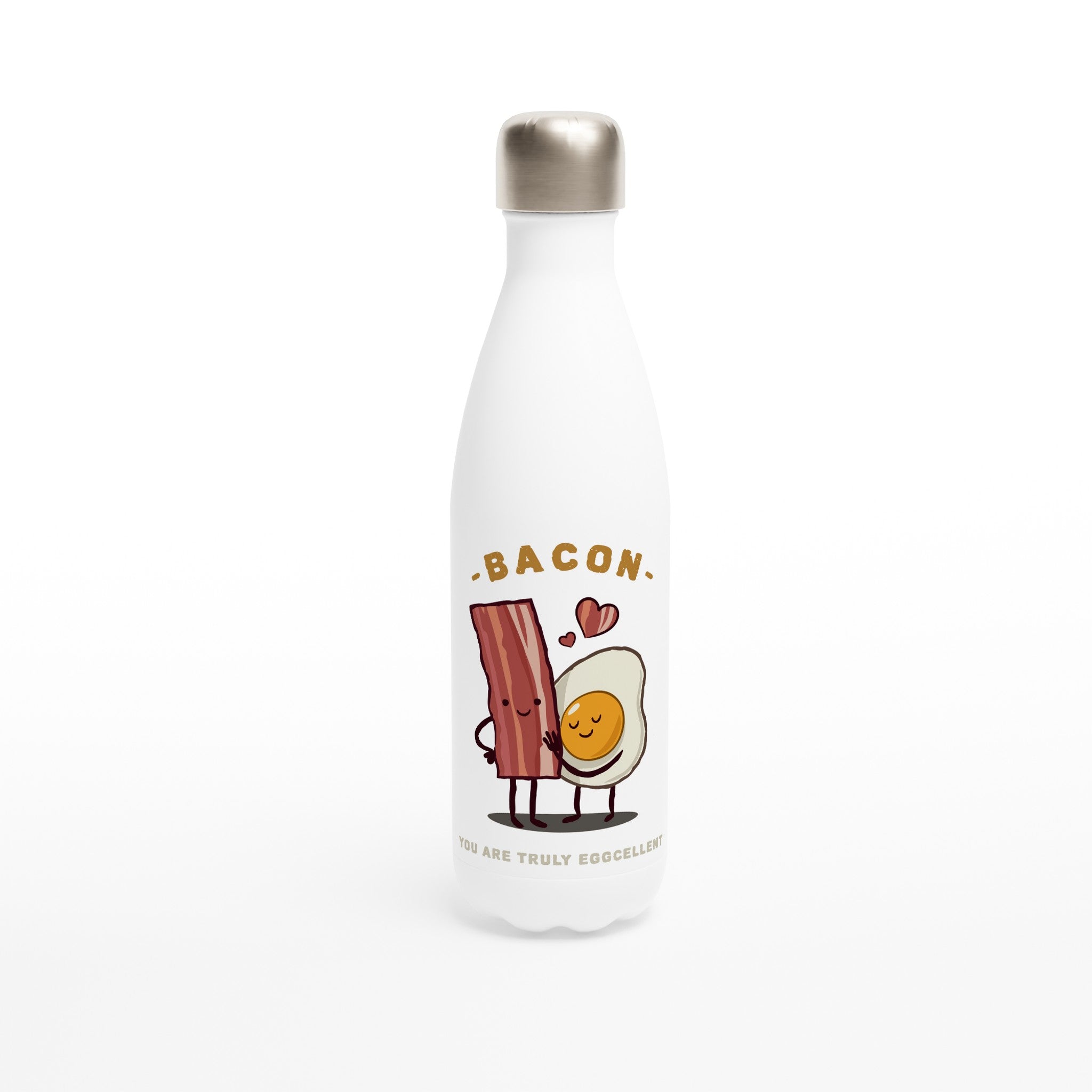 Bacon, You Are Truly Egg-cellent - White 17oz Stainless Steel Water Bottle Default Title White Water Bottle Food Globally Fulfilled