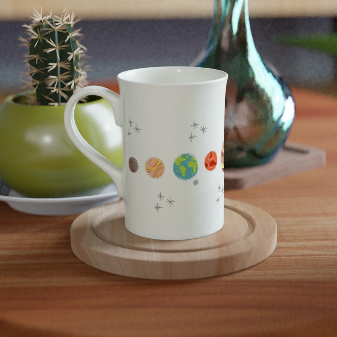 Solar System Planets - White 10oz Porcelain Slim Mug Porcelain Mug Globally Fulfilled Space