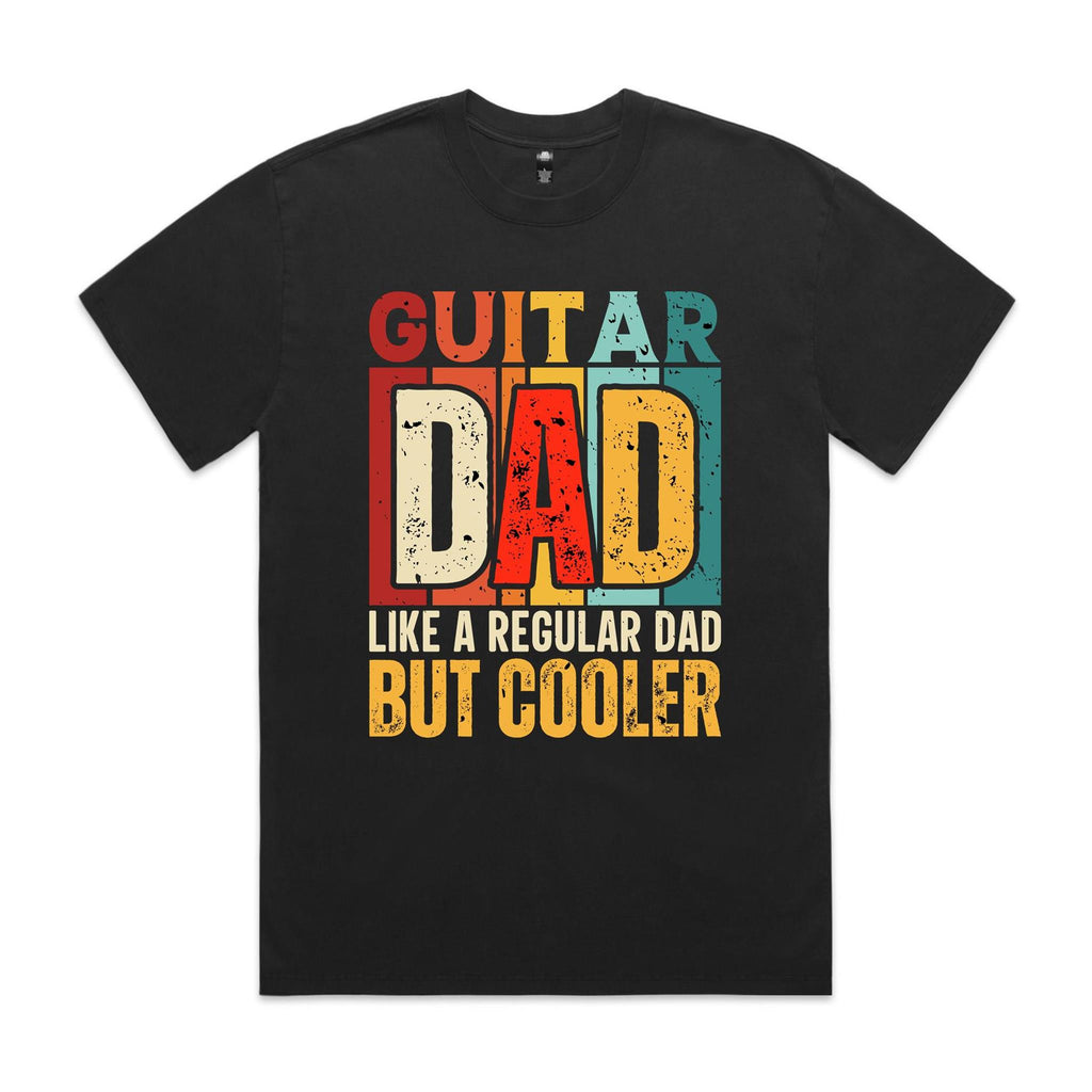 Guitar Dad AS Colour Heavy Faded Tee Unisex Faded Black Heavy Faded T-shirt Dad Music Printed In Australia