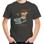 Stay Cool, Find Your Happy Place - Kids Youth T-Shirt Charcoal Kids Youth T-shirt Positivity Printed In Australia Retro