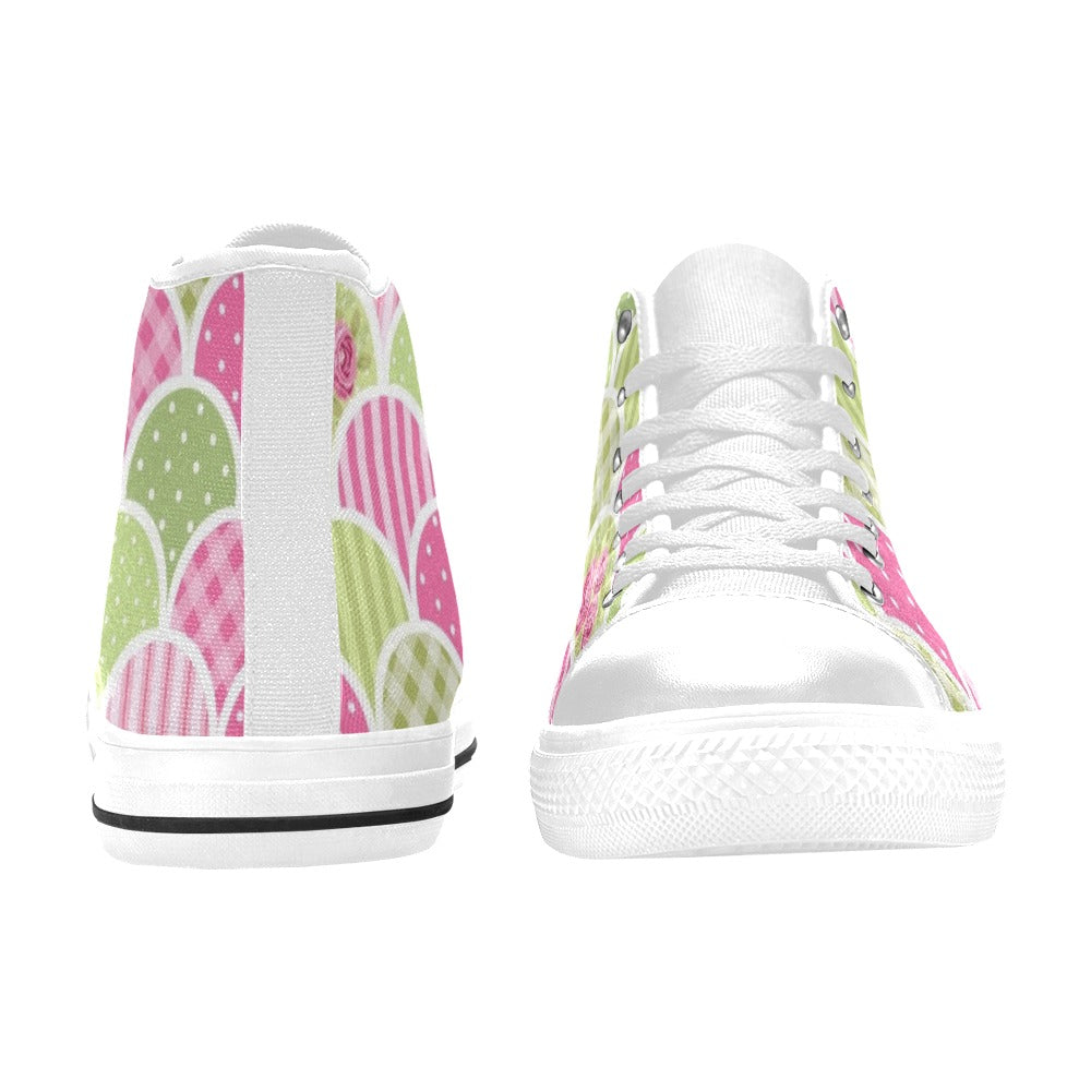 Floral Tabs - Kids High Top Canvas Shoes