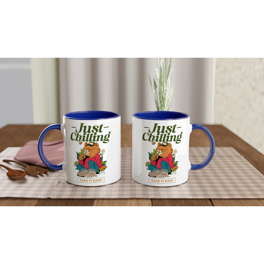 Personalised - Just Chilling - White 11oz Ceramic Mug with Colour Inside Personalised 11oz Mug animal customise Globally Fulfilled personalise