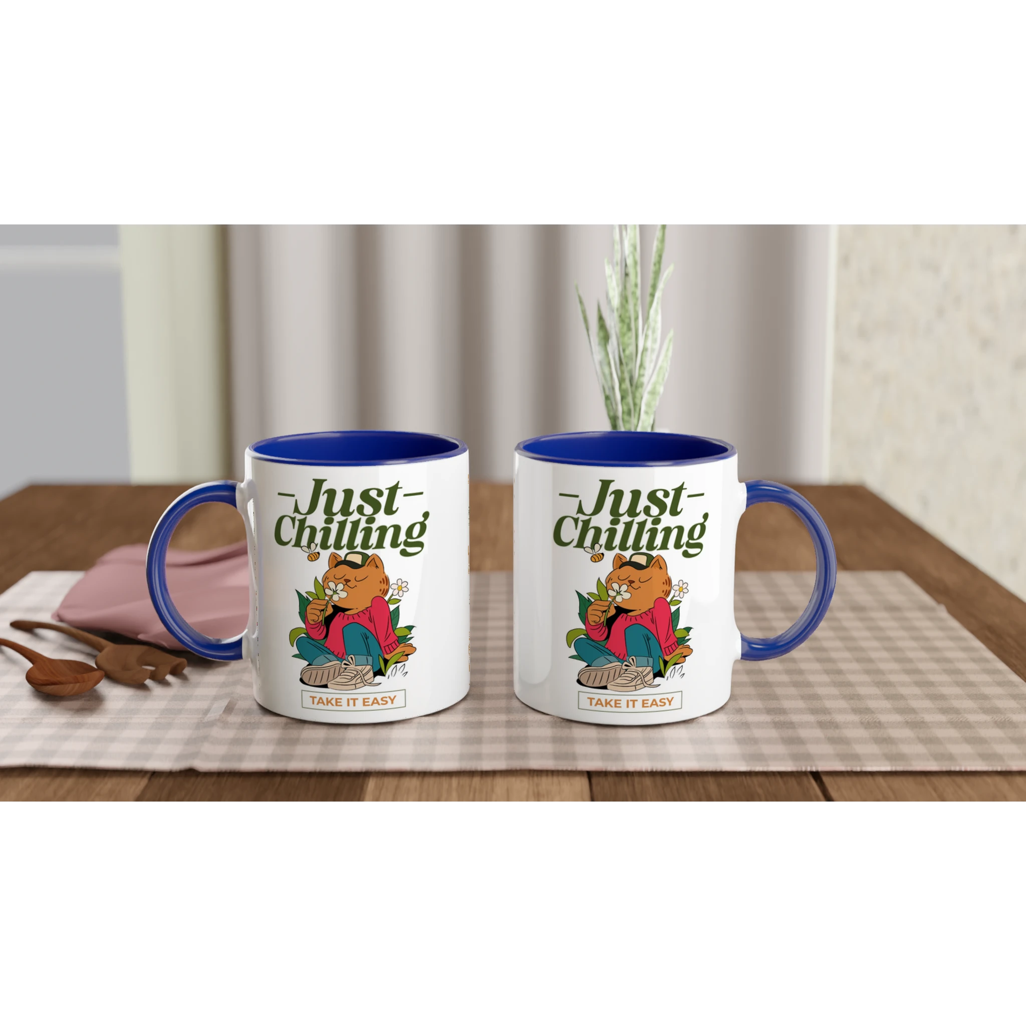 Personalised - Just Chilling - White 11oz Ceramic Mug with Colour Inside Personalised 11oz Mug animal customise Globally Fulfilled personalise