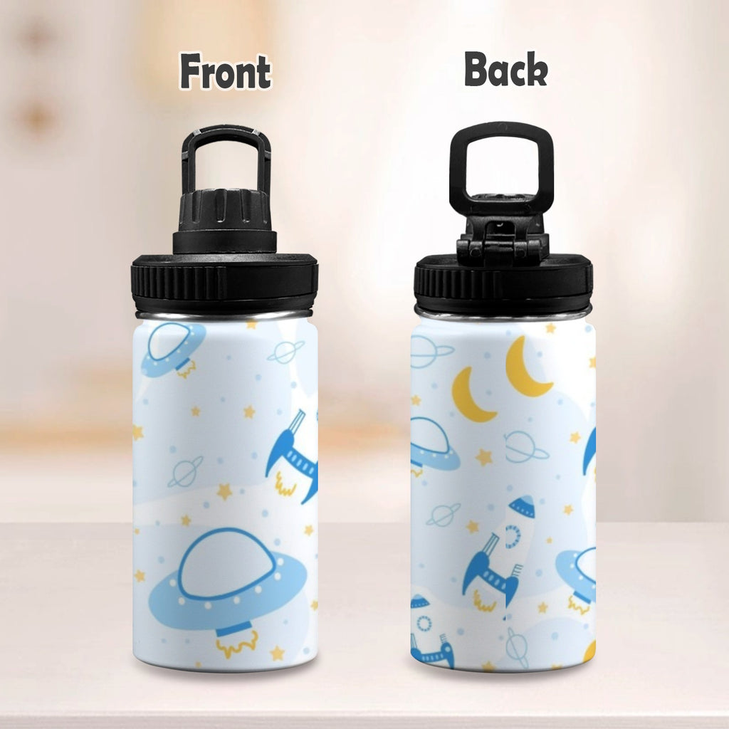 Spaceships And UFO's - Kids Water Bottle with Chug Lid (12 oz) Kids Water Bottle with Chug Lid Printed Offshore Space