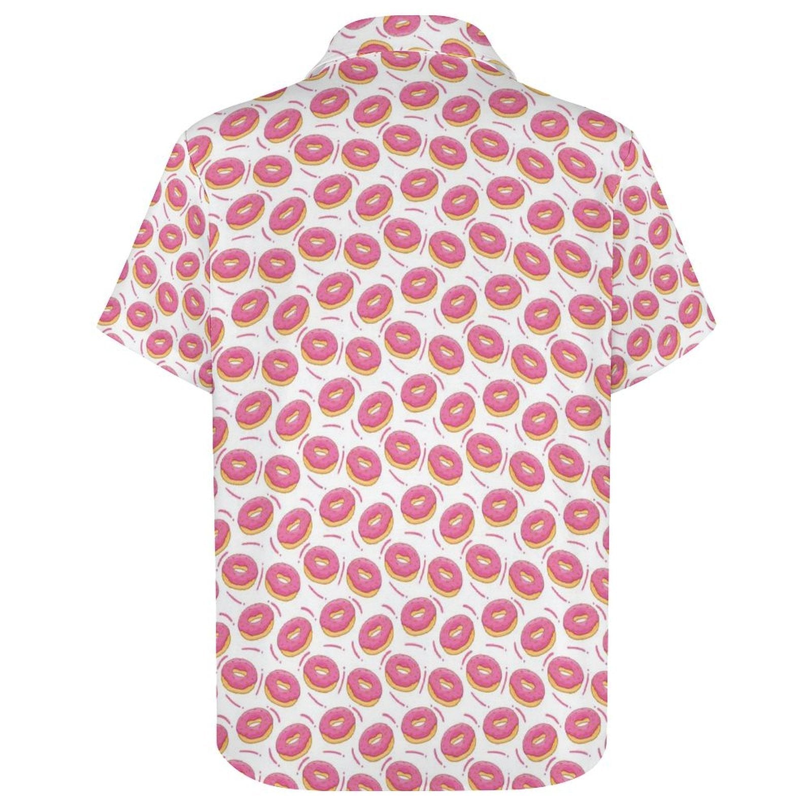 Pink Donuts Women's Short-Sleeve Button Up Shirt Women's Short-Sleeve Button Up Shirt Food Printed Offshore