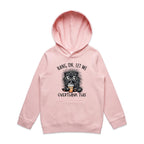 Frazzled Cat, Hang On Let Me Overthink This Kid's AS Colour Hoodie Pink Kids Hoodie animal Printed In Australia