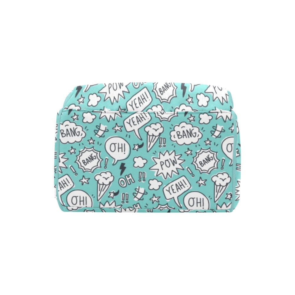Comic Book Speech Bubbles - Multi-Function Backpack, Nappy / Diaper Bag