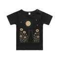 Whimsical Cat And Moon AS Colour Baby T-shirt Black Baby T-shirt animal Printed In Australia