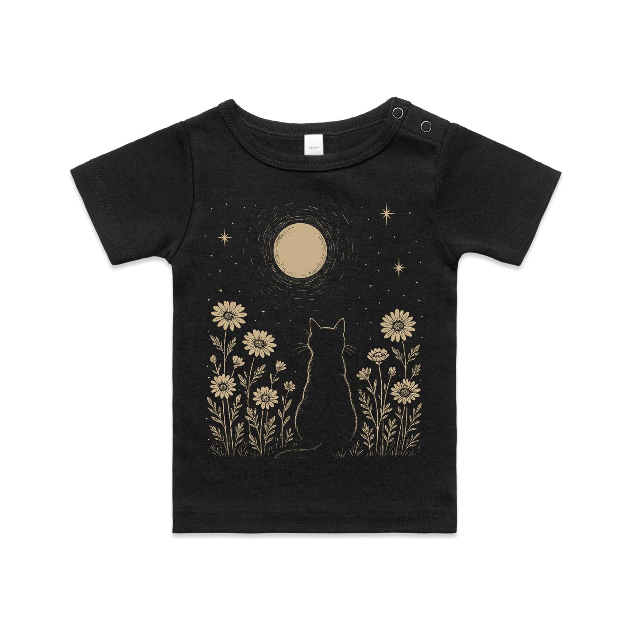 Whimsical Cat And Moon - Baby T-shirt