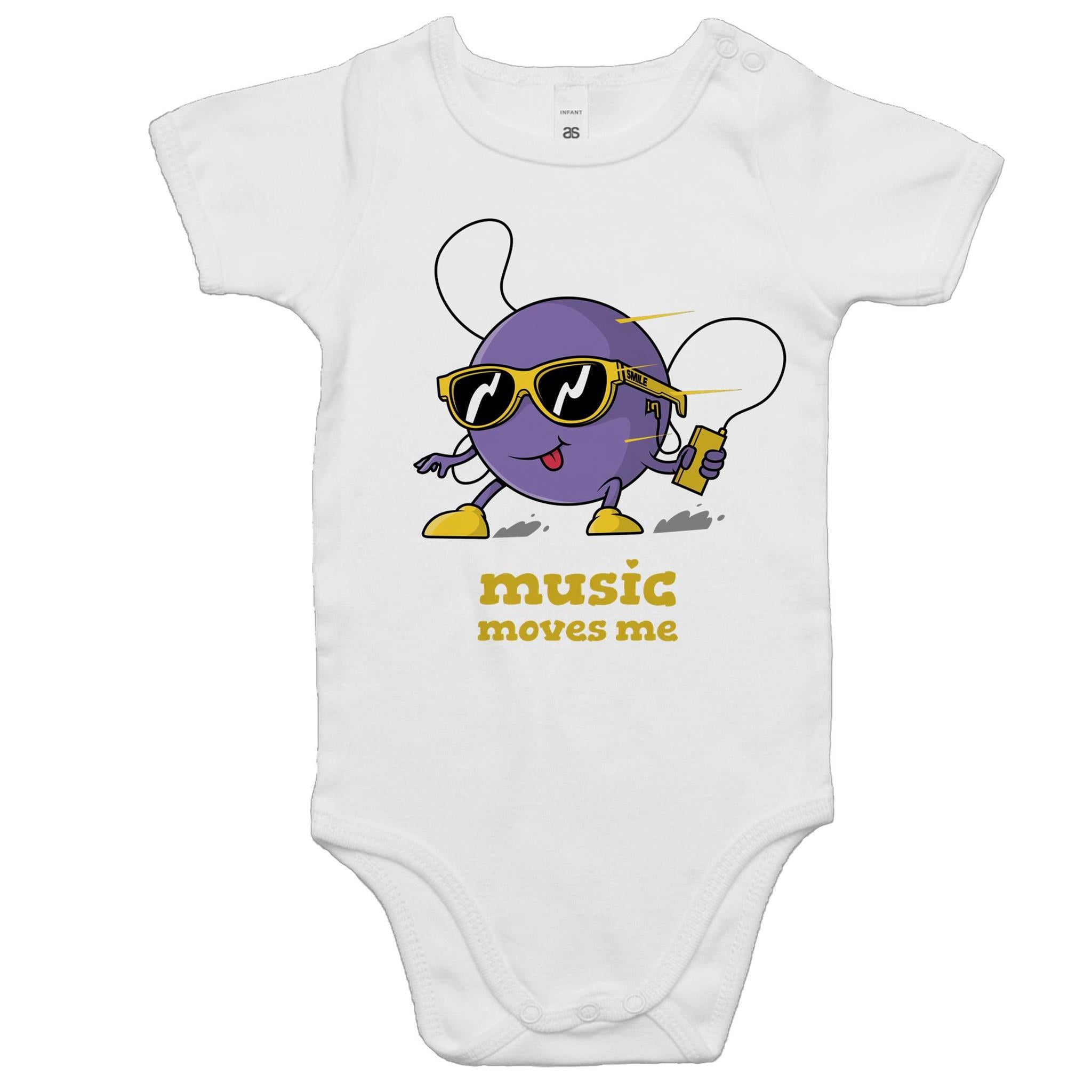 Music Moves Me - Baby Bodysuit White Baby Bodysuit Printed In Australia