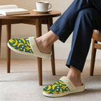 Happy Bananas Men's Fur Trim Thick-Sole Indoor Slippers Men's Fur Trimmed Slippers Food Printed Offshore