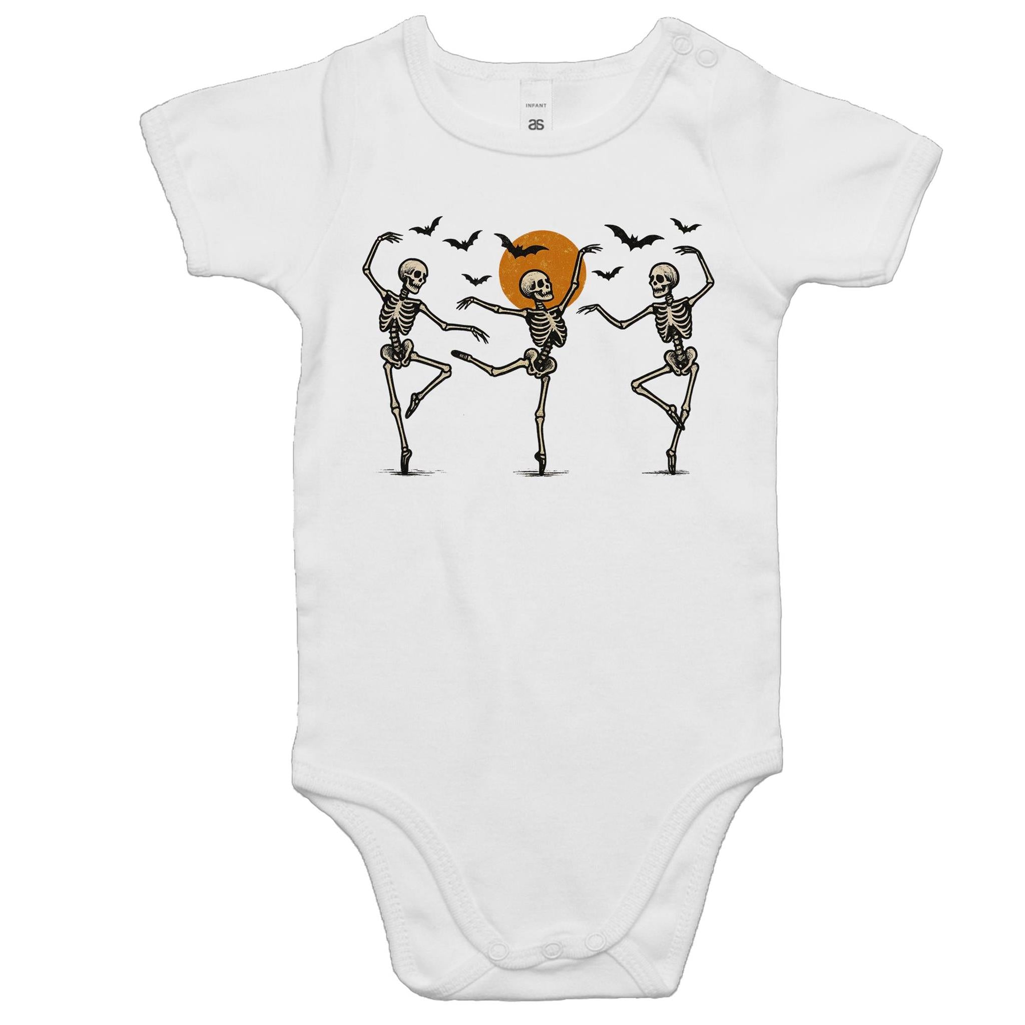 Skeleton Dance, Halloween - Baby Bodysuit White Baby Bodysuit Halloween Printed In Australia