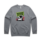 Astronaut, Anywhere But Here - AS Colour Stencil Crew Sweatshirt Gravel Sweatshirt Printed In Australia Space