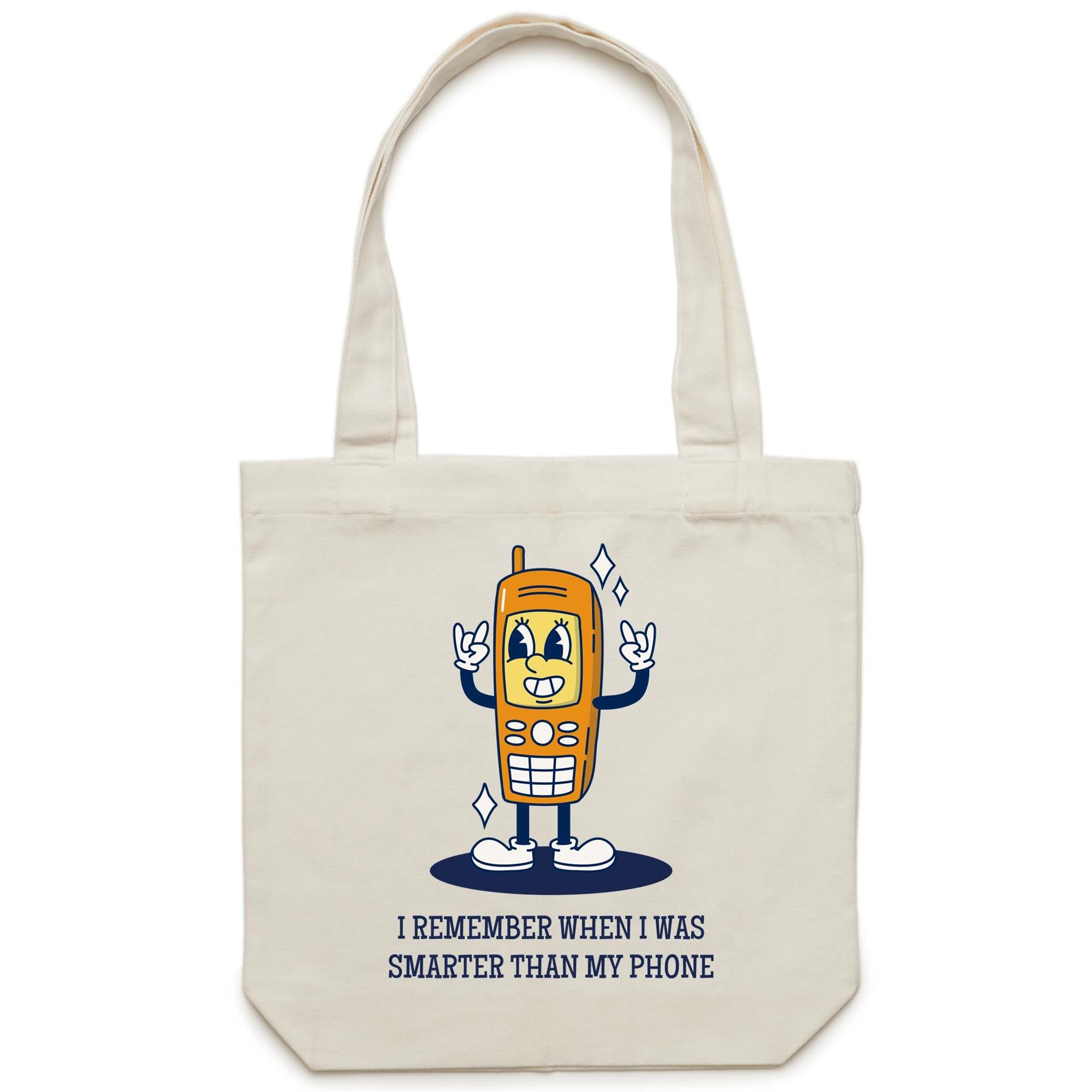 I Remember When I Was Smarter Than My Phone - Canvas Tote Bag Default Title Tote Bag Printed In Australia