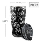 Monsters In Black And White - 20oz Mobile Tumbler with Lid (Black Lock) 20oz Travel Mug Printed Offshore Sci Fi