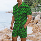 Aliens Men's Hawaiian Shirt & Shorts Set Men's Hawaiian Shirt & Shorts Set Printed Offshore Sci-Fi