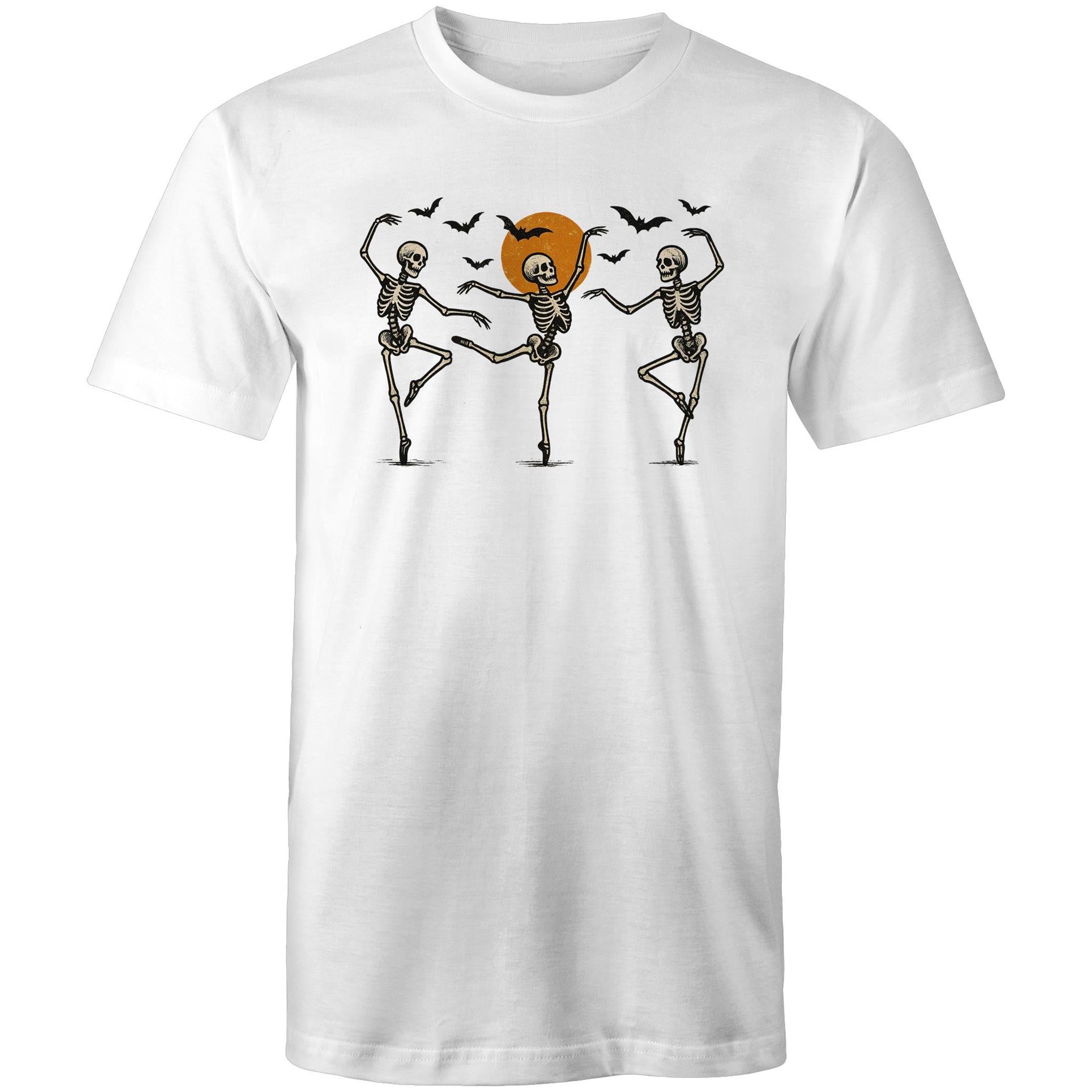 Skeleton Dance, Halloween - Mens T-Shirt White Mens T-shirt Halloween Printed In Australia
