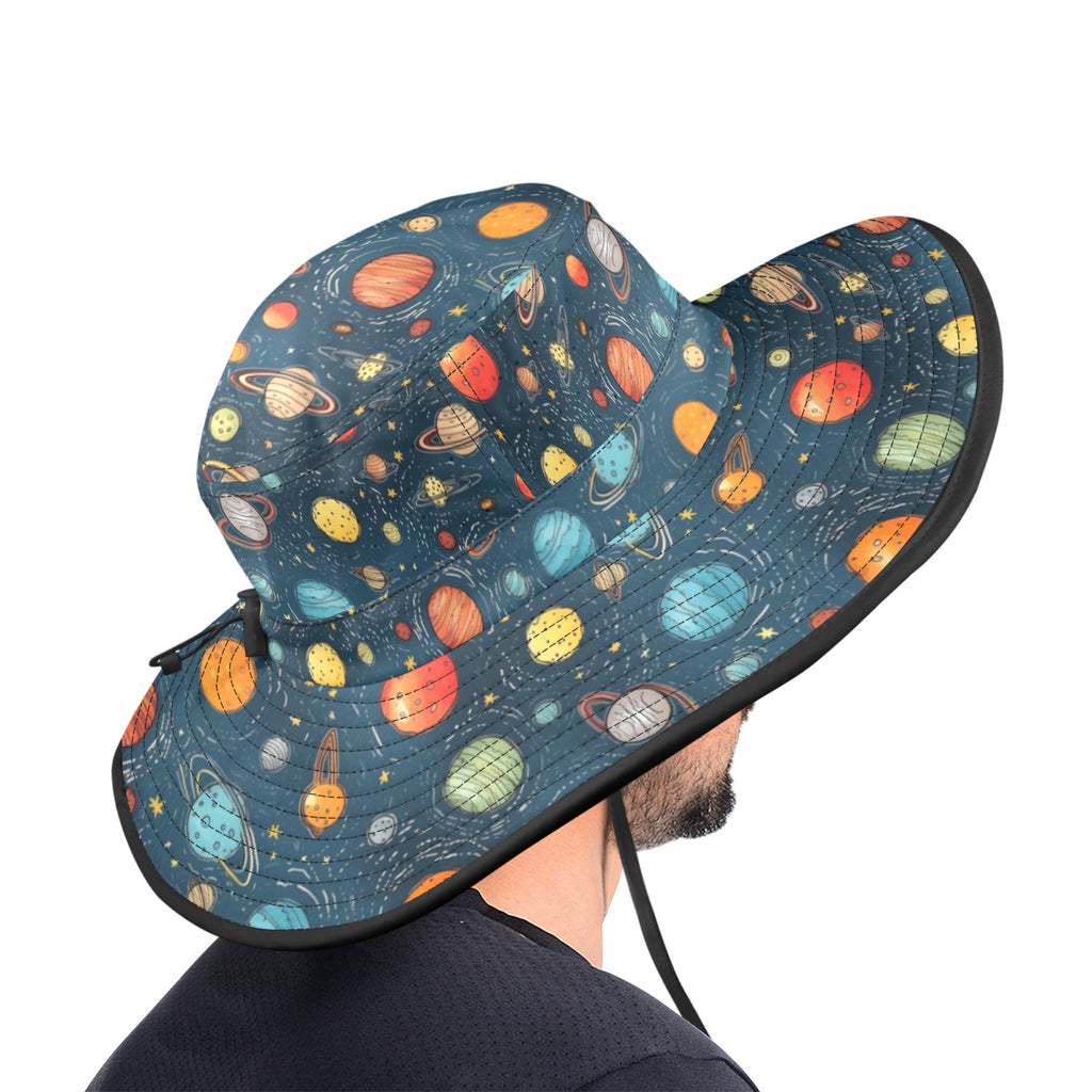 Galaxy Wide Brim Bucket Hat Wide Brim Bucket Hat Printed Offshore Space