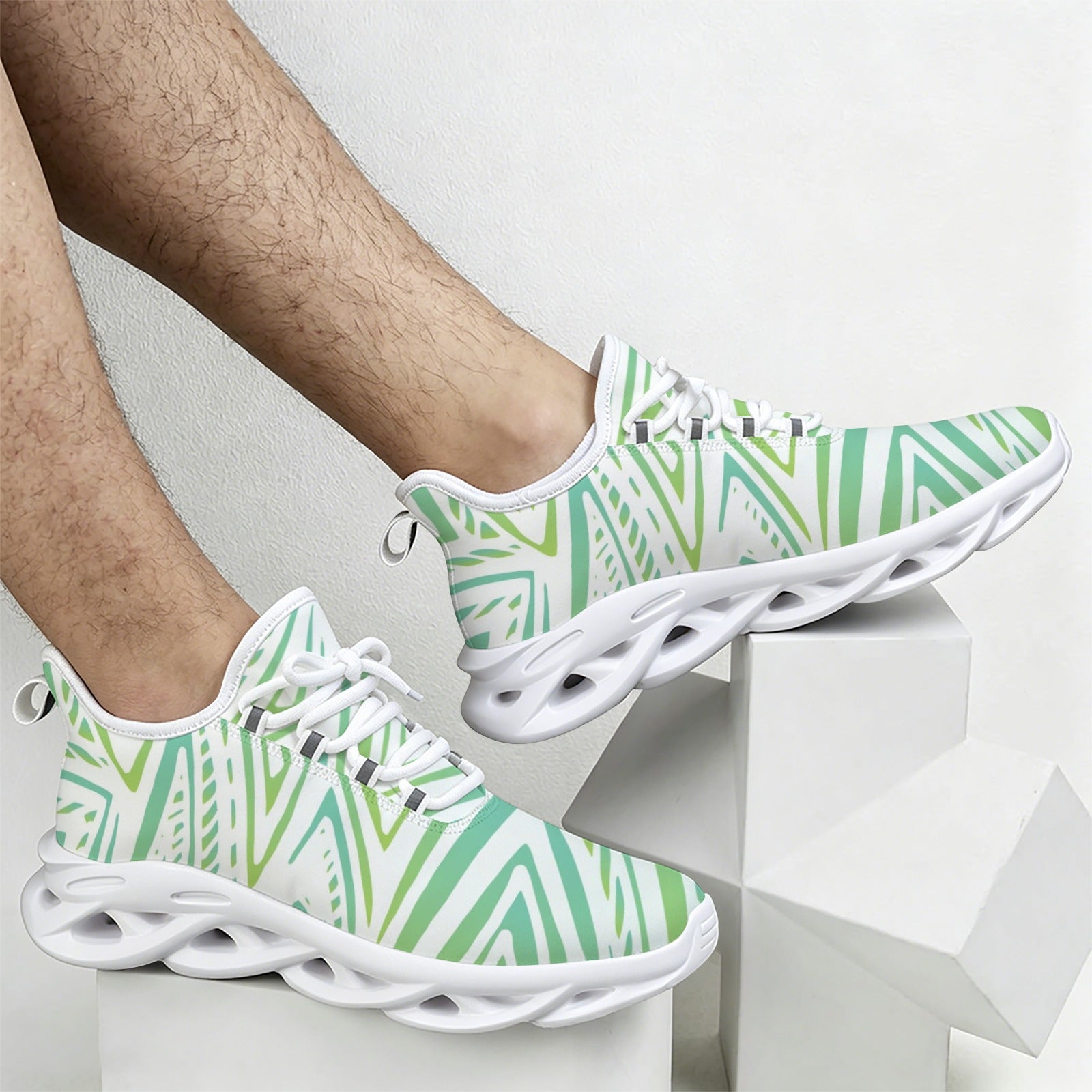 Green Abstract Men's Twisted Sole Sneakers