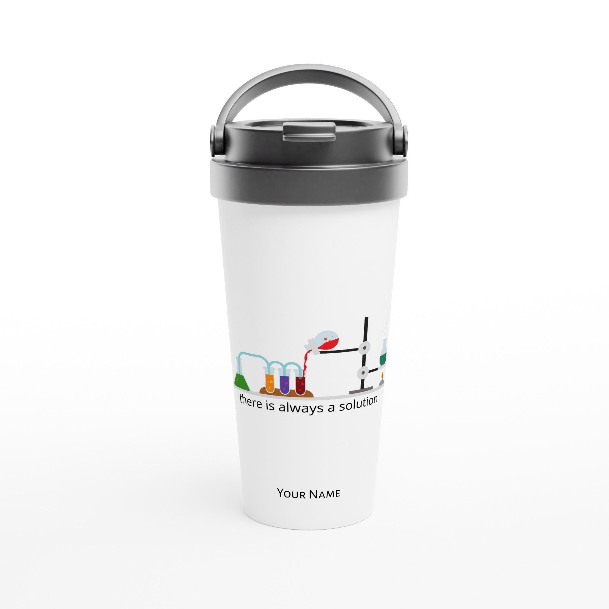 Personalised - There Is Always A Solution - White 15oz Stainless Steel Travel Mug Default Title Personalised Travel Mug coffee Globally Fulfilled positivity science