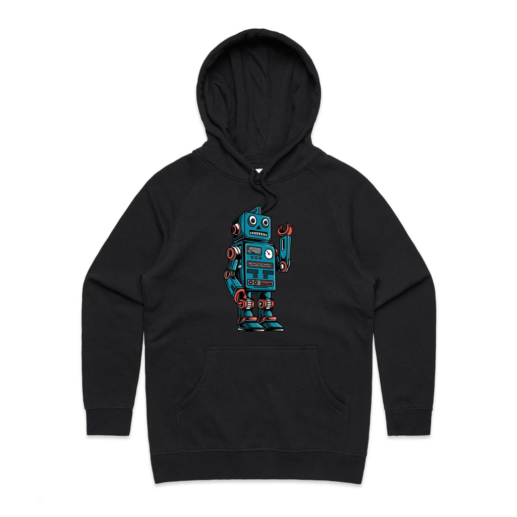 Robot - Womens Hoodie Black Womens Hoodie Printed In Australia Sci Fi