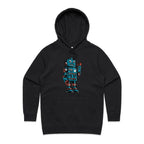 Robot - Womens Hoodie Black Womens Hoodie Printed In Australia Sci Fi