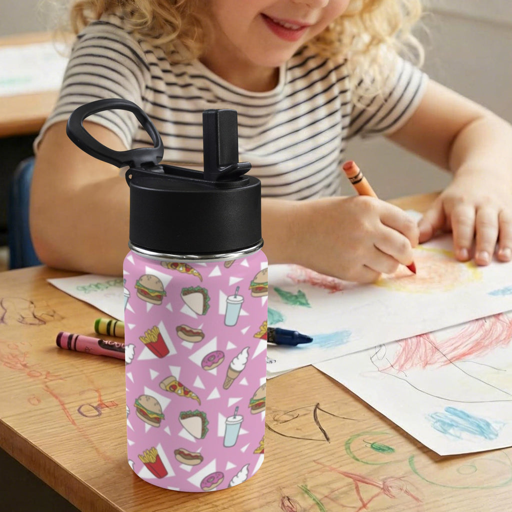 Fast Food 12oz Kids Water Bottle with Straw Lid