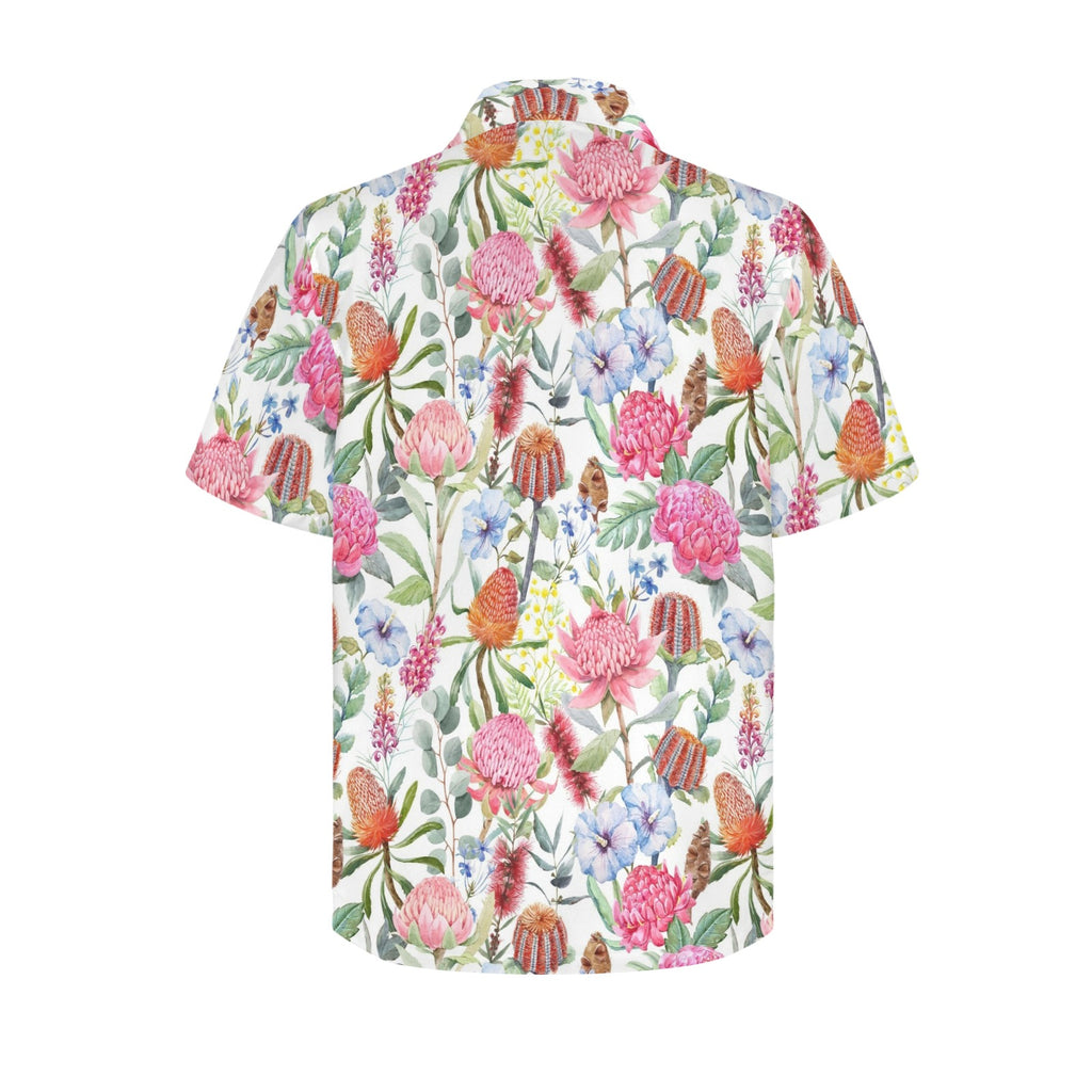 Australian Flowers Men's Short Sleeve Hawaiian Shirt Men's Hawaiian Shirt (New) Plants Printed Offshore
