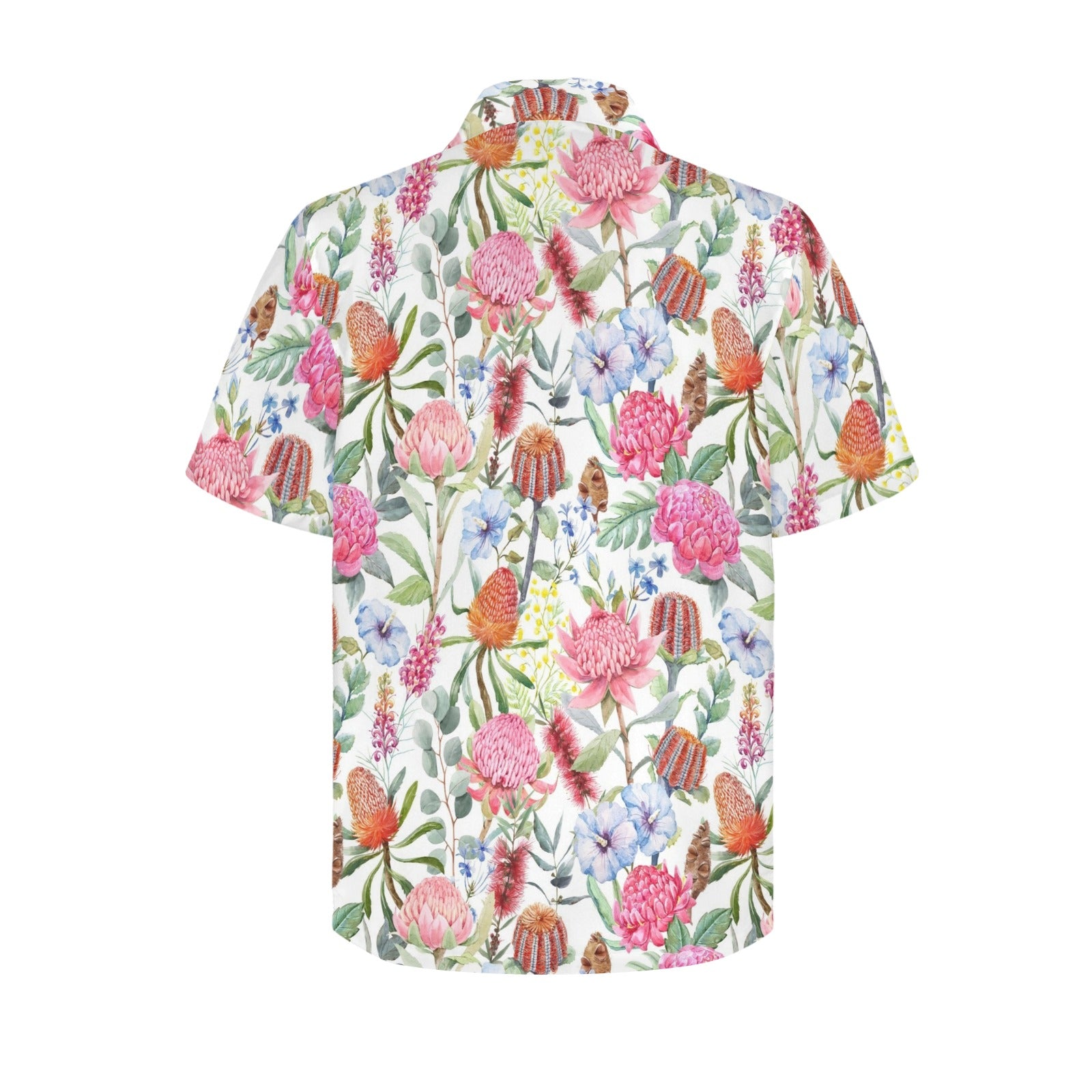 Australian Flowers Men's Short Sleeve Hawaiian Shirt Men's Hawaiian Shirt (New) Plants Printed Offshore