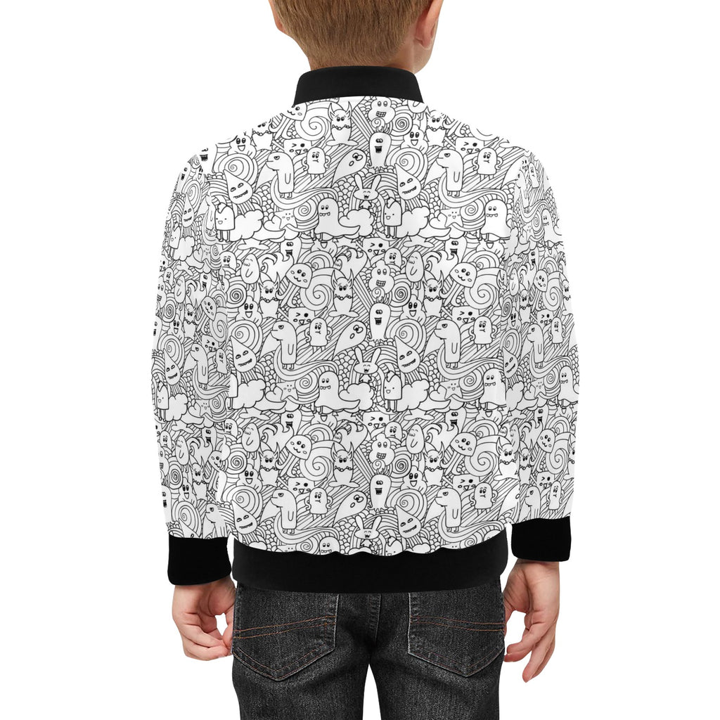 Black And White Creatures Kids Bomber Jacket Kids Bomber Jacket Printed Offshore Sci Fi