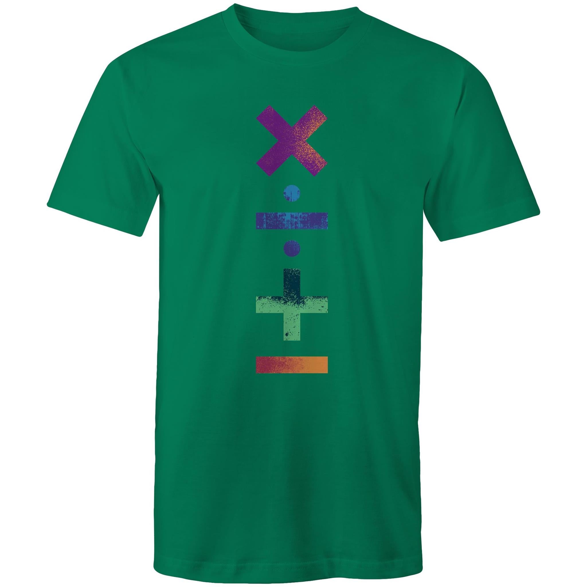 Math Symbols - Mens T-Shirt Kelly Green Mens T-shirt Maths Printed In Australia