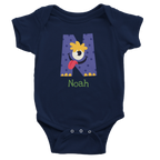 Monster Initial - Personalised Classic Baby Short Sleeve Bodysuit Navy Personalised Baby Bodysuit customise Globally Fulfilled personalise