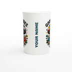 Personalised Good Vibes Only, Hippie Mushroom With Sunglasses White 10oz Porcelain Slim Mug Personalised Porcelain Mug Globally Fulfilled