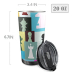 Colourful Chess - 20oz Mobile Tumbler with Lid (Black Lock) 20oz Travel Mug Chess Games Printed Offshore