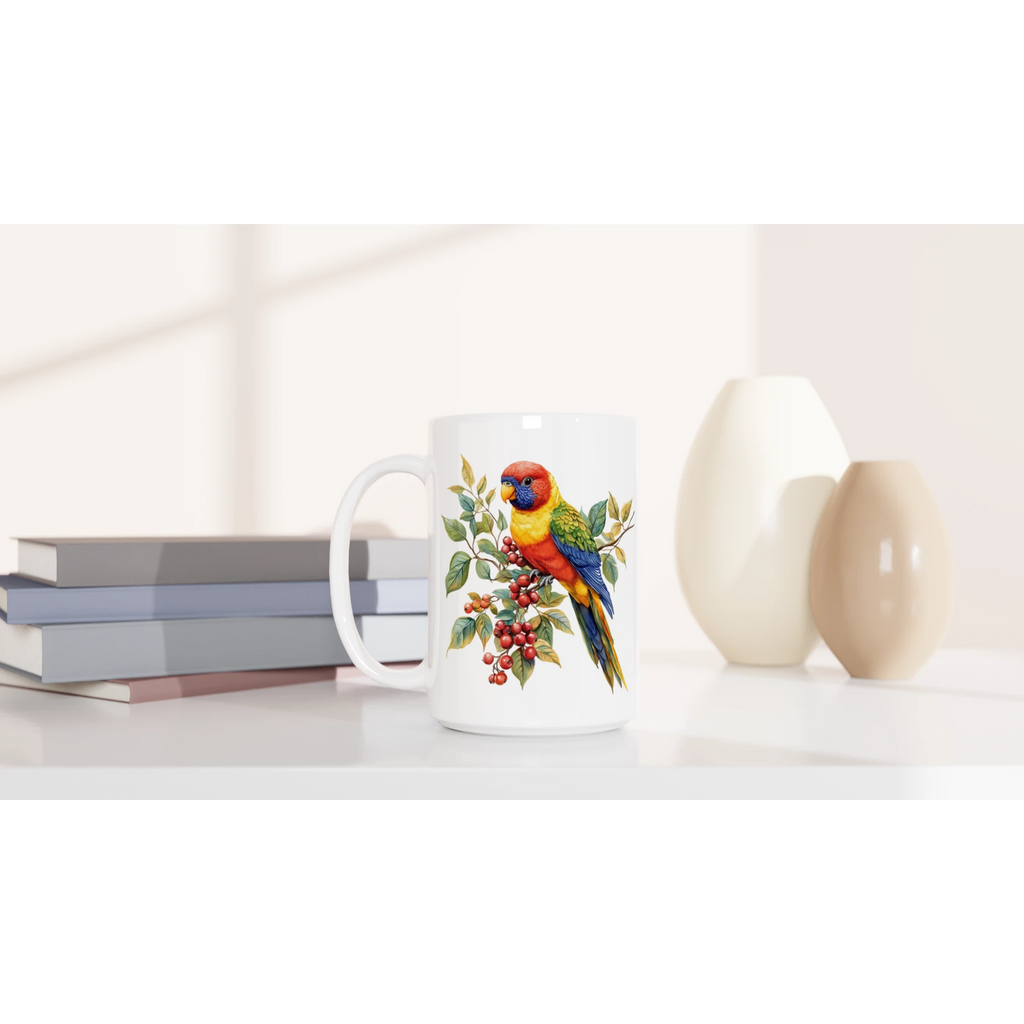 Personalise - Lorikeet, Australian Birds - White 15oz Ceramic Mug Personalised 15oz Mug animal Globally Fulfilled