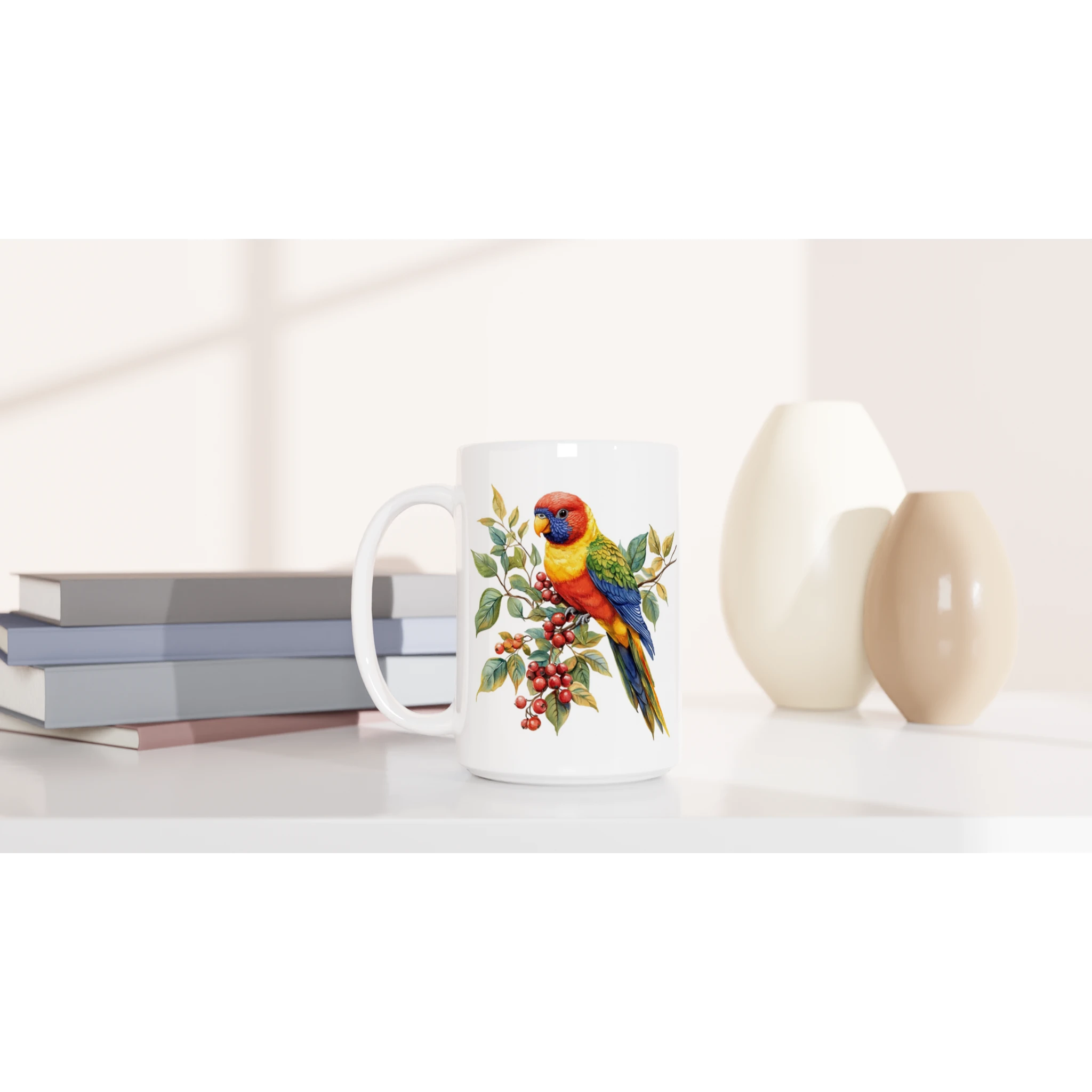 Personalise - Lorikeet, Australian Birds - White 15oz Ceramic Mug Personalised 15oz Mug animal Globally Fulfilled