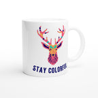 Stay Colorful White 11oz Ceramic Mug White 11oz Mug animal coffee fun Globally Fulfilled tea