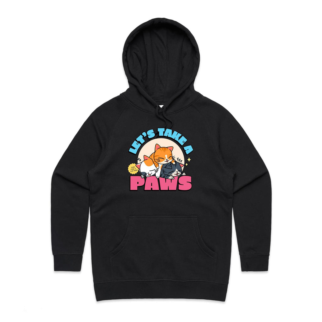 Let's Take A Paws, Kittens - Womens Hoodie Black Womens Hoodie animal Printed In Australia
