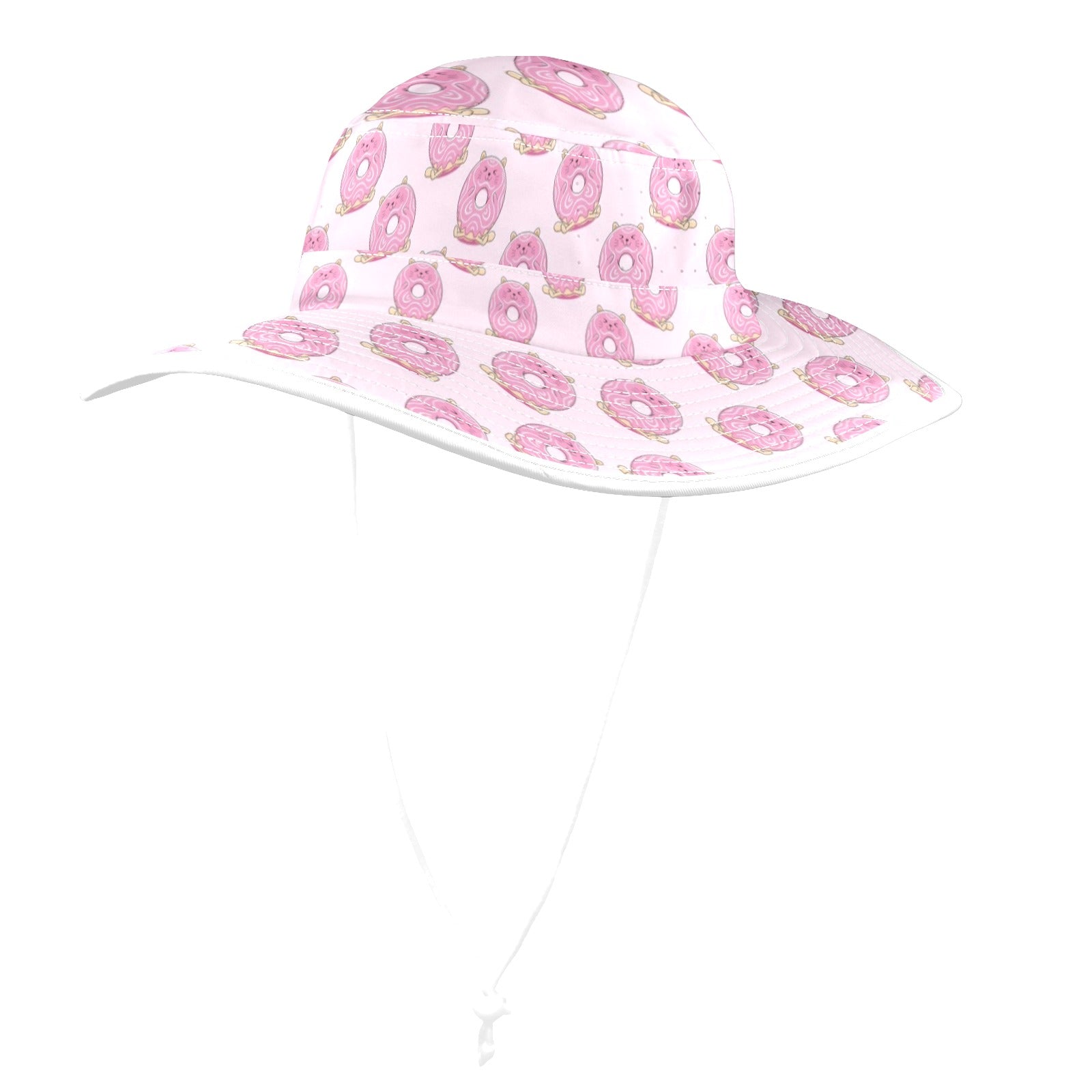 Pink Cat Doughnuts Wide Brim Bucket Hat Wide Brim Bucket Hat Food Printed Offshore