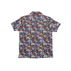 Graphic Flowers On Black Junior Kids Hawaiian Shirt
