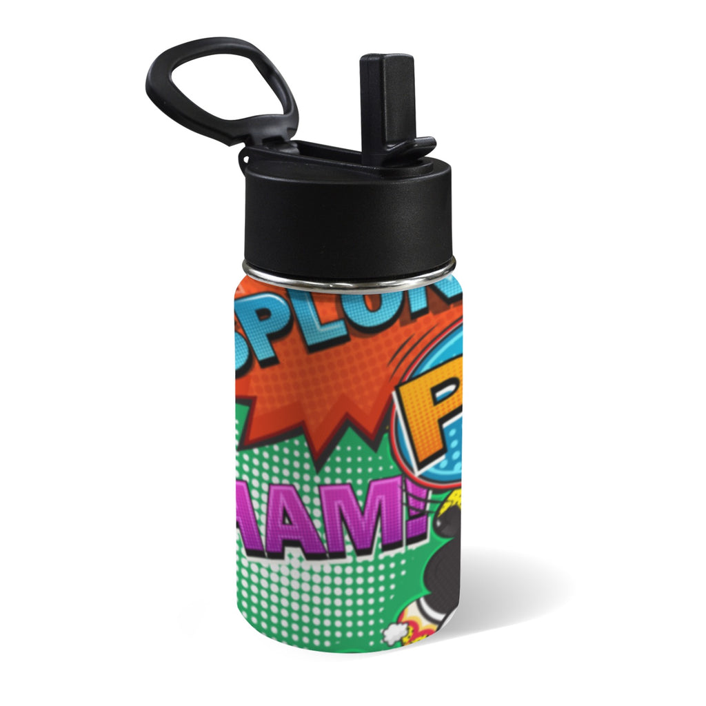 Comic Book 2 12oz Kids Water Bottle with Straw Lid