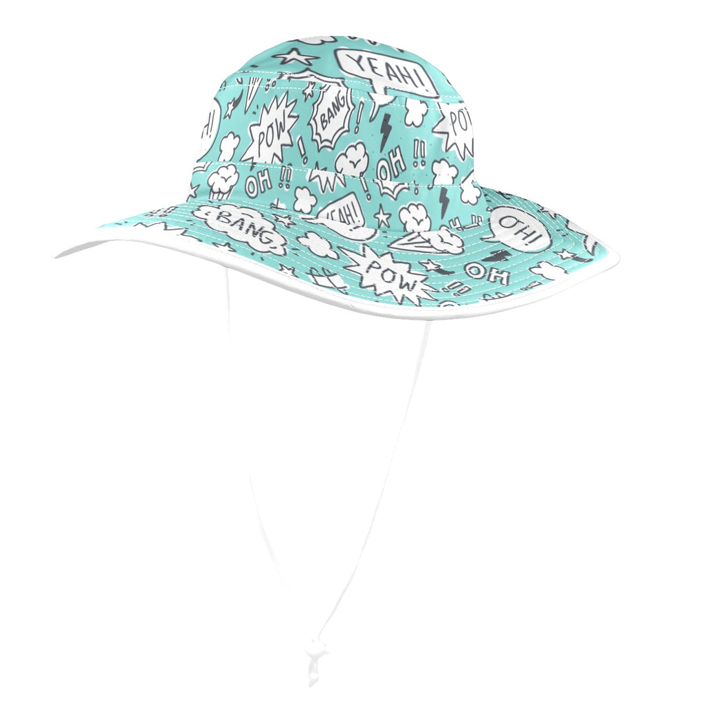 Comic Book Speech Bubbles Wide Brim Bucket Hat Wide Brim Bucket Hat comic Printed Offshore