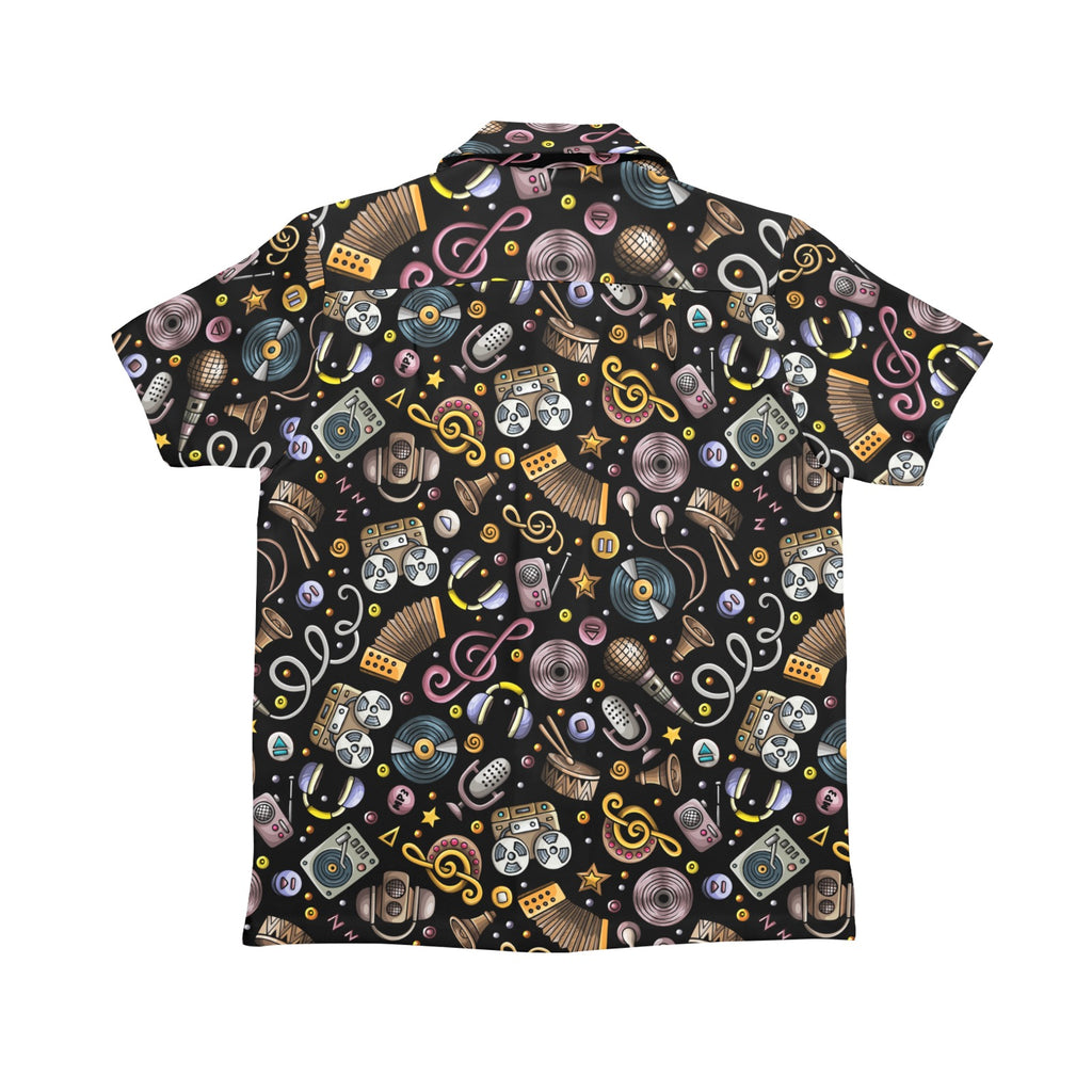 Retro Music Mix Senior Kids Hawaiian Shirt Senior Kids Hawaiian Shirt 8-15 Music Printed Offshore