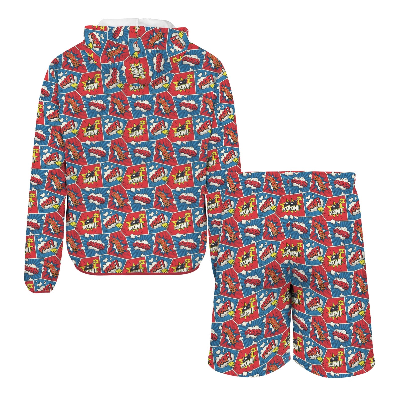 Comic Book Cells Men's Lightweight Sun Hoodie & Shorts Set Men's Lightweight Sun Hoodie & Shorts comic Printed Offshore