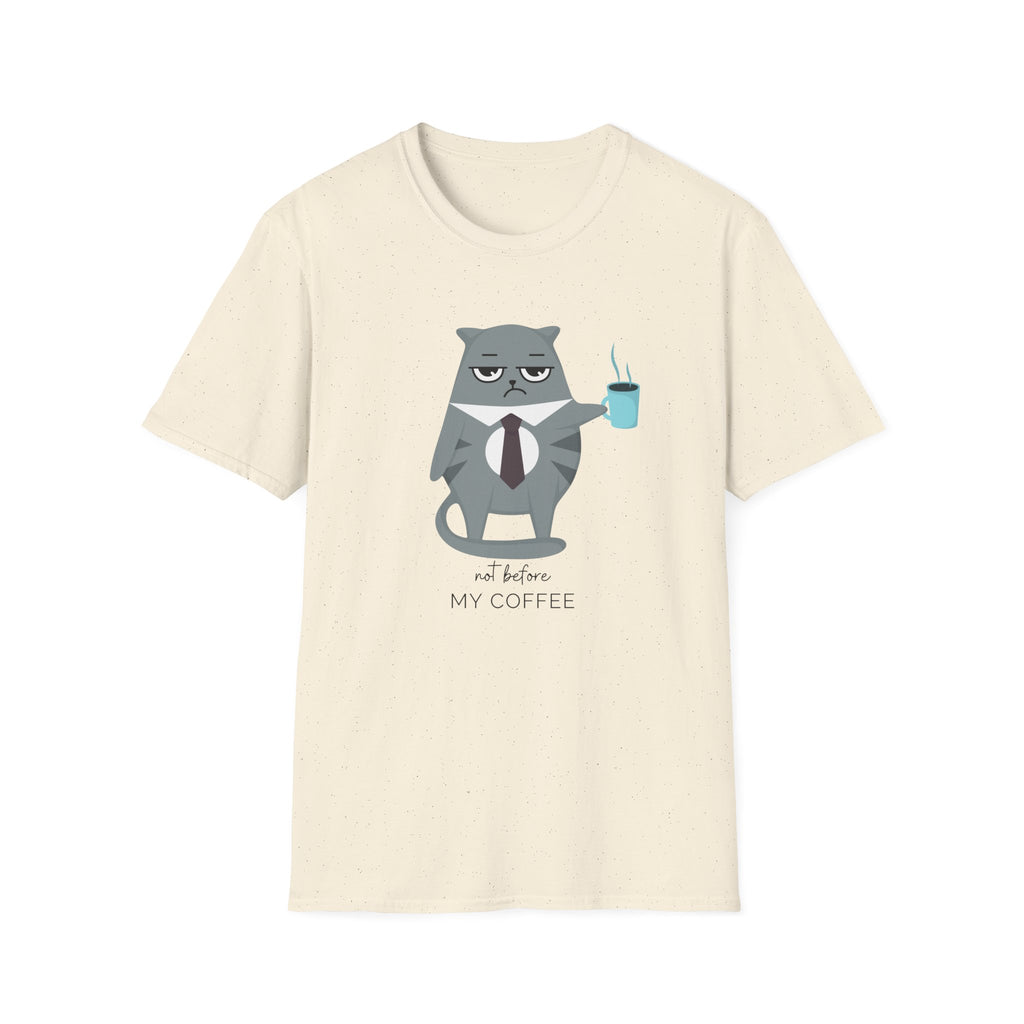 Not Before My Coffee, Cat - Unisex Softstyle T-Shirt