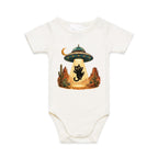 Black Cat Alien UFO Abduction AS Colour Baby Bodysuit