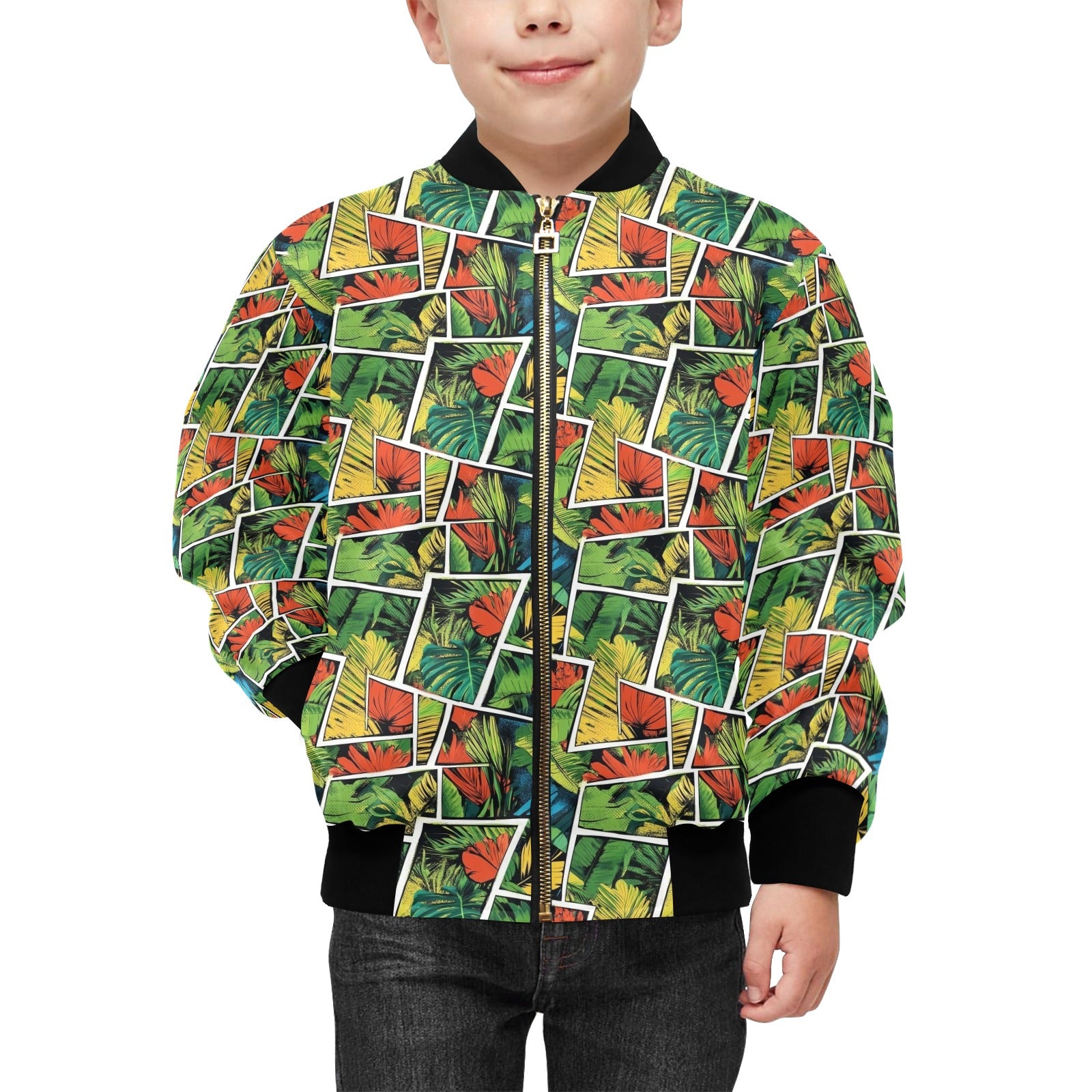 Tropical Comic Book Style Kids Bomber Jacket