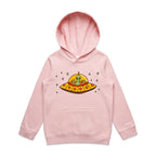 Alien Pizza - Kids Hoodie Pink Kids Hoodie Printed In Australia